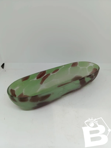 beau vide poche ou porte savon en verre marmoréen vert