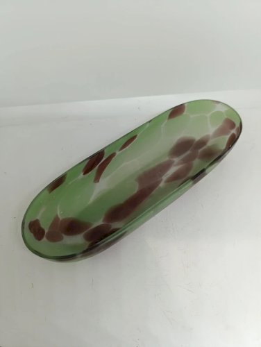 beau vide poche ou porte savon en verre marmoréen vert