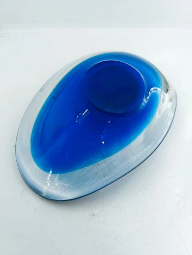beau vide poche verre bleu degrade nordique sans doute suedois en bon etat