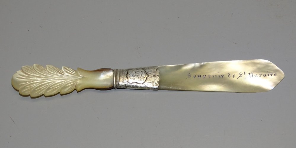 -BEL OUVRE LETTRES NACRE SOUVENIR DE SAINT NAZAIRE BAGUE Argentée ou Argent   D