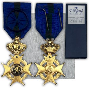 BELGIQUE - RARE DE GREEF MÉDAILLE / ORDRE DOFFICIER LEOPOLD II BILINGUE - ORIGINAL