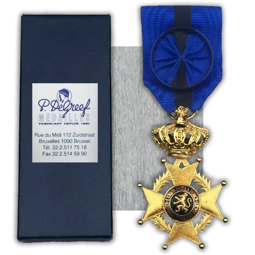 BELGIQUE - RARE DE GREEF MÉDAILLE / ORDRE DOFFICIER LEOPOLD II BILINGUE - ORIGINAL