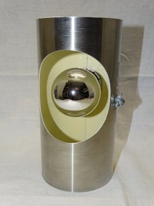 -BEAUTIFUL OLD VINTAGE WALL LIGHT BRUSHED STEEL OXAR SPACE INTERIOR LIGHT YELLOW CLEAR