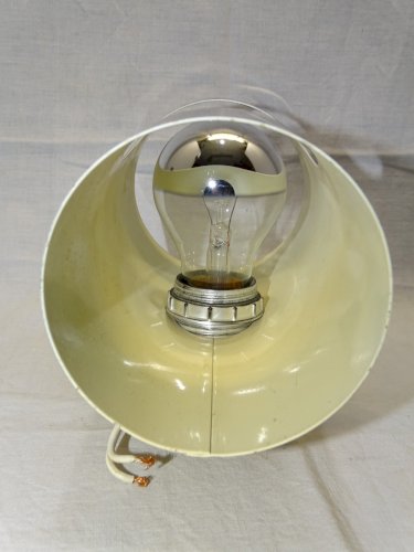 -BELLE ANCIENNE APPLIQUE VINTAGE ACIER Brossé OXAR SPACE intérieur JAUNE CLAIR