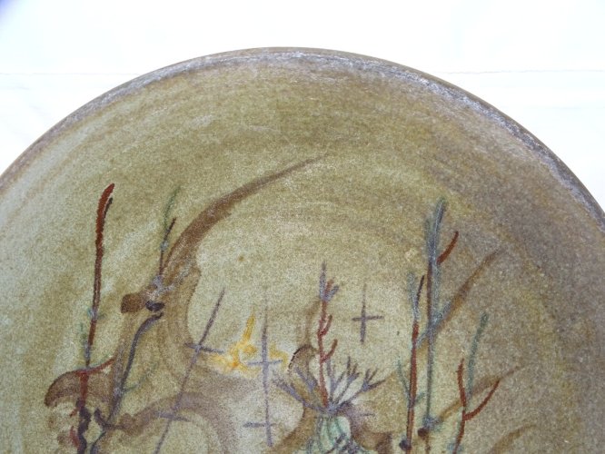 -BELLE ANCIENNE ASSIETTE VALLAURIS Signée LA TERRAIO Fait MAIN COLLECTION    D