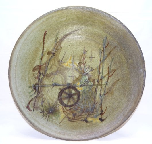 -BELLE ANCIENNE ASSIETTE VALLAURIS Signée LA TERRAIO Fait MAIN COLLECTION    D