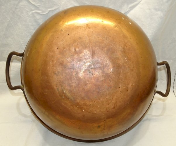 -BELLE ANCIENNE BASSINE A CONFITURE CUIVRE CUL DE POULE XIXe COLLECTION DECO   D