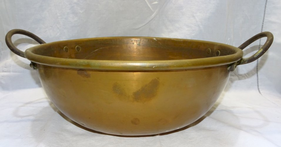 -BELLE ANCIENNE BASSINE A CONFITURE CUIVRE CUL DE POULE XIXe COLLECTION DECO   D