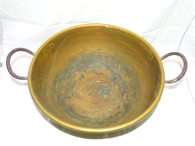 -BELLE ANCIENNE BASSINE A CONFITURE CUIVRE CUL DE POULE XIXe COLLECTION DECO   D