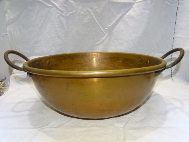 -BELLE ANCIENNE BASSINE A CONFITURE CUIVRE CUL DE POULE XIXe COLLECTION DECO   D