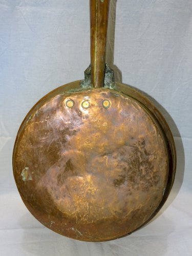 -BELLE ANCIENNE BASSINOIRE CHAUFFE LIT CUIVRE POIGNEE BOIS COLLECTION DECO    D