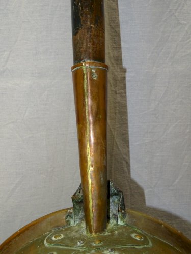 -BELLE ANCIENNE BASSINOIRE CHAUFFE LIT CUIVRE POIGNEE BOIS COLLECTION DECO    D