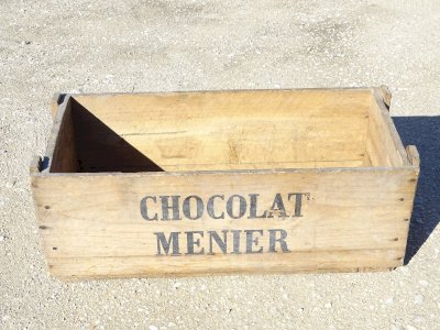 -BELLE ANCIENNE BOITE BOIS EPICERIE CHOCOLAT MENIER COLLECTION PUBLICITE DECO