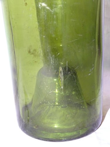 -BELLE ANCIENNE BOUTEILLE VERRE Soufflé Moulé CUL RENTRANT ou Piqué déco CAVE  D