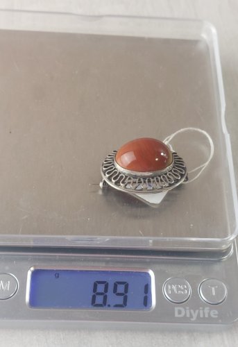 Belle ancienne broche, décor pierre, en argent