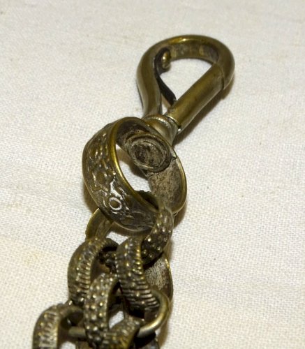 -BELLE ANCIENNE CHAINE pour DAGUE/COUTEAU LAITON Argenté COLLECTION MILITARIA  D