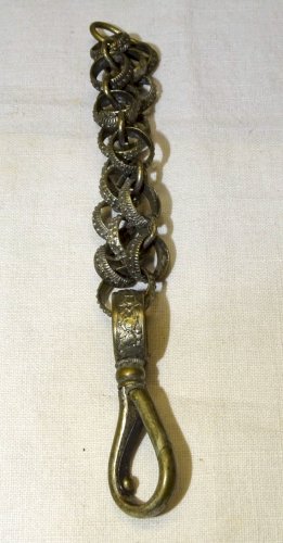 -BELLE ANCIENNE CHAINE pour DAGUE/COUTEAU LAITON Argenté COLLECTION MILITARIA  D