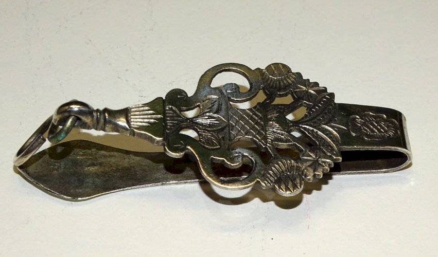 -BELLE ANCIENNE CHATELAINE ARGENT poinçon Minerve 800e ORFEVRE P 1 fleur L   D