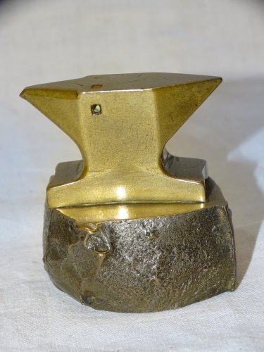 -BELLE ANCIENNE ENCLUME MINIATURE en BRONZE OBJET de MAITRISE COLLECTION   D
