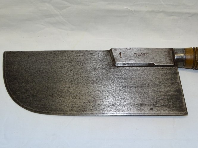 -BELLE ANCIENNE FEUILLE DE BOUCHER PIGEXTRA FRANCE 1 FER Forgé et BOIS    D