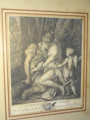-BELLE ANCIENNE GRAVURE XVIII/XIXe VENUS & ADONIS Gravée par G H LE VILLAIN    D