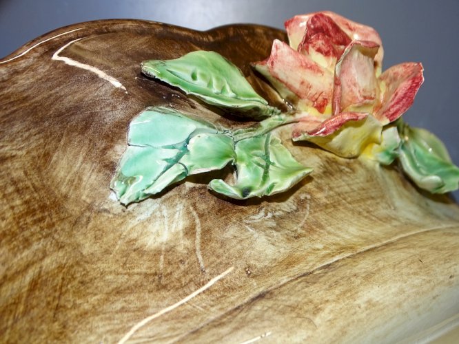 -BELLE ANCIENNE JARDINIERE BARBOTINE LONGCHAMP FLEURS EN EPAISSEUR TERRE de FER