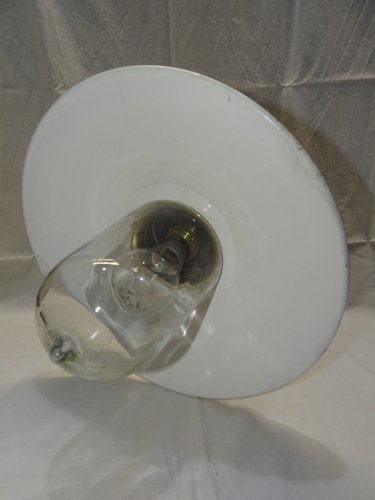 -BELLE ANCIENNE LAMPE de COUR TÔLE EMAILLEE COL de CYGNE  COLLECTION Déco   D