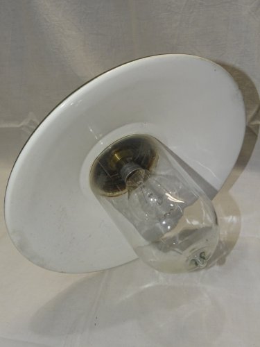 -BELLE ANCIENNE LAMPE de COUR TÔLE EMAILLEE COL de CYGNE  COLLECTION Déco   D