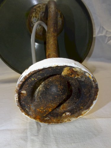 -BELLE ANCIENNE LAMPE de COUR TÔLE EMAILLEE COL de CYGNE  COLLECTION Déco   D