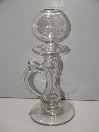 -BELLE ANCIENNE LAMPE DE DENTELIERE EN VERRE SOUFFLE XIXe COLLECTION     D