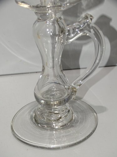 -BELLE ANCIENNE LAMPE DE DENTELIERE EN VERRE SOUFFLE XIXe COLLECTION     D