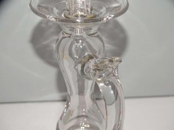 -BELLE ANCIENNE LAMPE DE DENTELIERE EN VERRE SOUFFLE XIXe COLLECTION     D