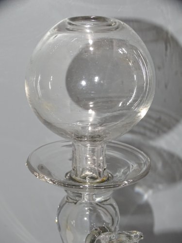 -BELLE ANCIENNE LAMPE DE DENTELIERE EN VERRE SOUFFLE XIXe COLLECTION     D