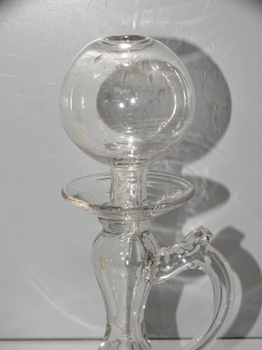 -BELLE ANCIENNE LAMPE DE DENTELIERE EN VERRE SOUFFLE XIXe COLLECTION     D