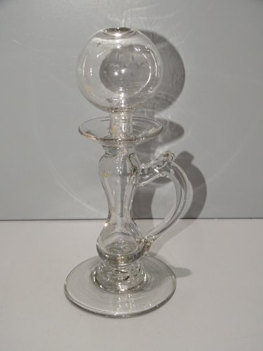 -BELLE ANCIENNE LAMPE DE DENTELIERE EN VERRE SOUFFLE XIXe COLLECTION     D