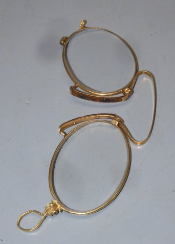 -BELLE ANCIENNE PAIRE DE BINOCLES MONTURE OR Poinçon Tête d'AIGLE COLLECTION  D