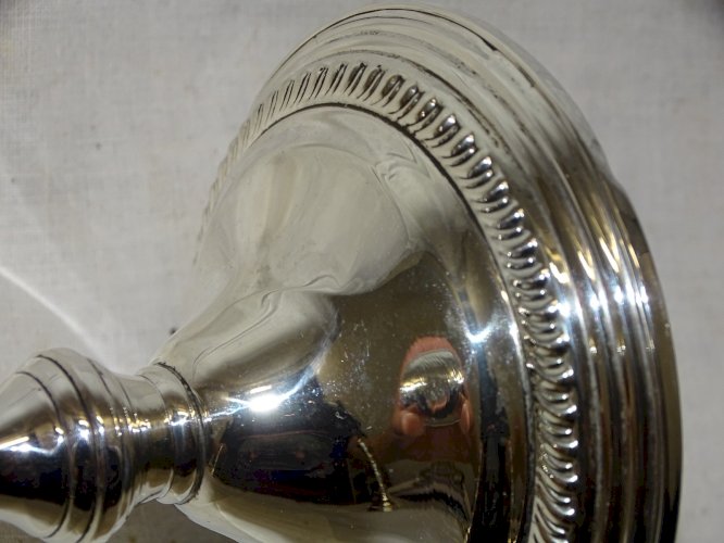-BELLE ANCIENNE PAIRE de BOUGEOIRS  ARGENT Fourré STERLING  déco TABLE
