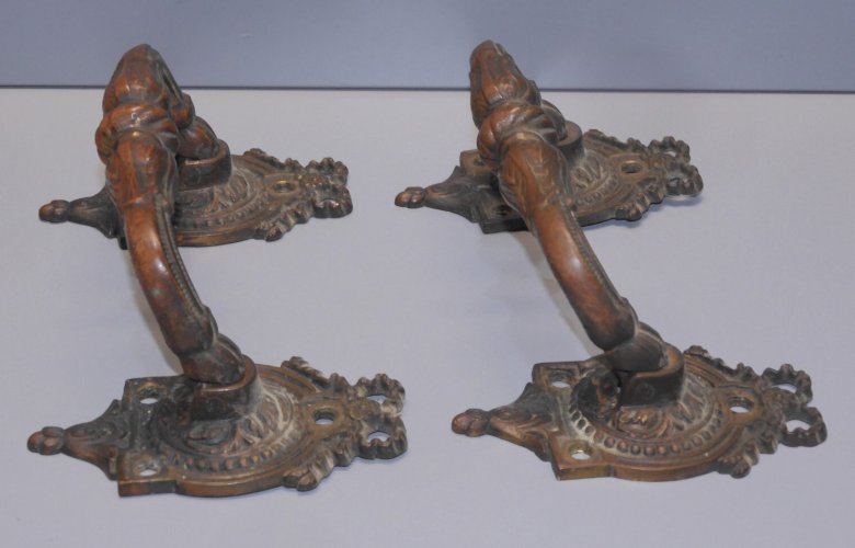 -BELLE ANCIENNE PAIRE DE POIGNEES L. PINET BRONZE Patiné STYLE LOUIS XVI    D