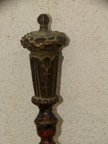 -BELLE ANCIENNE PELLE de CHEMINEE FER Forgé et PRISE DE MAIN BRONZE  déco   D