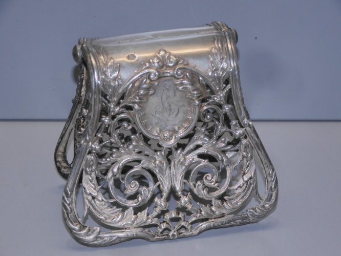 -BELLE ANCIENNE PINCE A ASPERGES METAL ARGENTE ORFEVRE SERVAN MONOGRAMMEE SL?  D