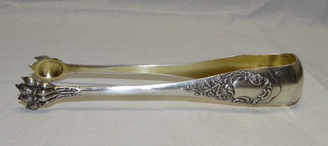 -BELLE ANCIENNE PINCE A SUCRE ARGENT Poinçon MINERVE titre 1 & Orfèvre    D