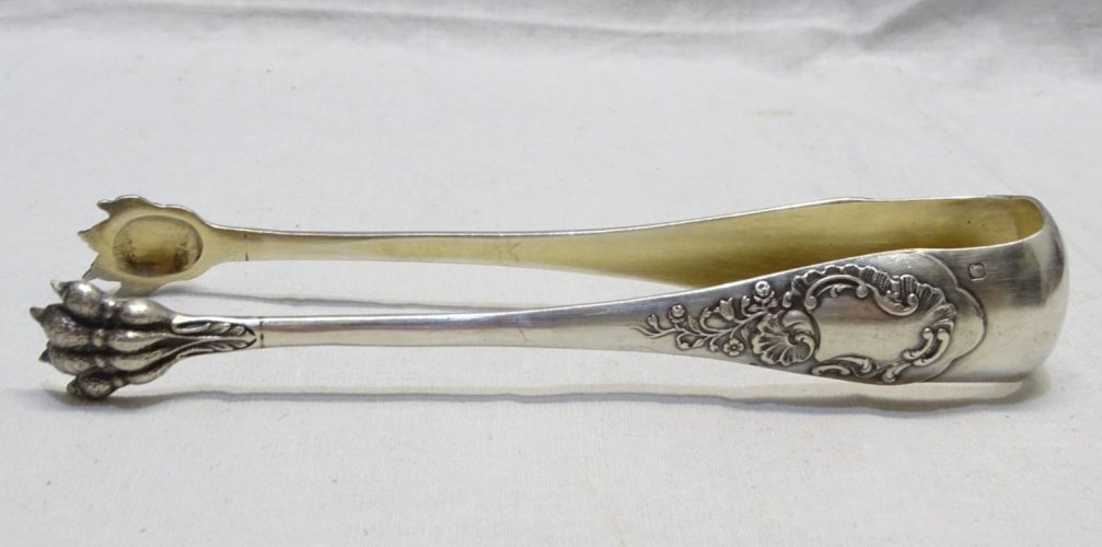 -BELLE ANCIENNE PINCE A SUCRE ARGENT Poinçon MINERVE titre 1 & Orfèvre    D