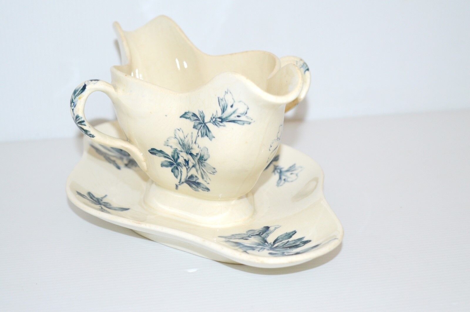 BELLE ANCIENNE SAUCIERE CERAMIQUE KG LUNEVILLE Modèle AZALEA Fleurs Bleues Table Imgx1200 7464