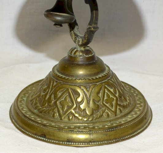 -BELLE ANCIENNE SONNETTE DE TABLE de COMPTOIR D'HÔTEL BRONZE  COLLECTION     D