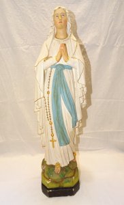 - BEAUTIFUL ANCIENT PLASTER PAINTED STATUE OF THE VIRGIN MARY RELIGIOUS COLLECTION D