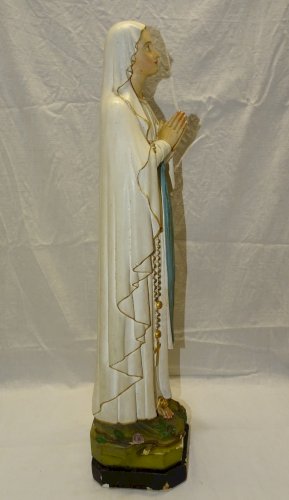-BELLE ANCIENNE STATUE SAINTE VIERGE EN PLATRE PEINT COLLECTION RELIGION    D