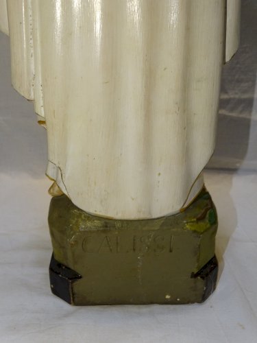 -BELLE ANCIENNE STATUE SAINTE VIERGE EN PLATRE PEINT COLLECTION RELIGION    D