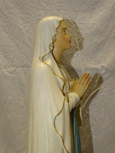 -BELLE ANCIENNE STATUE SAINTE VIERGE EN PLATRE PEINT COLLECTION RELIGION    D
