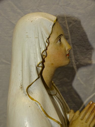 -BELLE ANCIENNE STATUE SAINTE VIERGE EN PLATRE PEINT COLLECTION RELIGION    D
