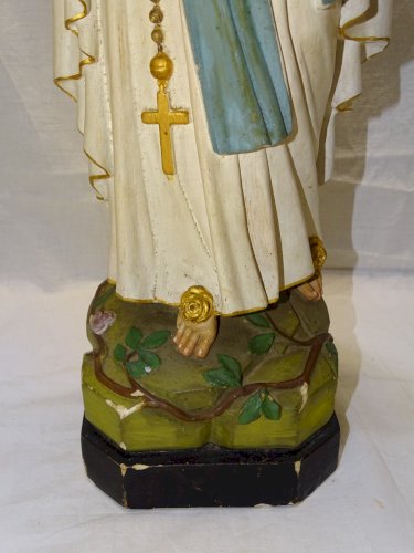 -BELLE ANCIENNE STATUE SAINTE VIERGE EN PLATRE PEINT COLLECTION RELIGION    D